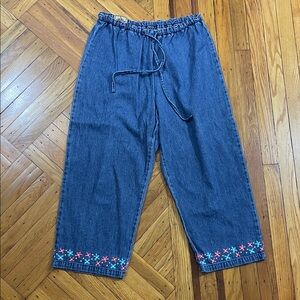 AMI Drawstring Embroidered Denim Pants Size Small